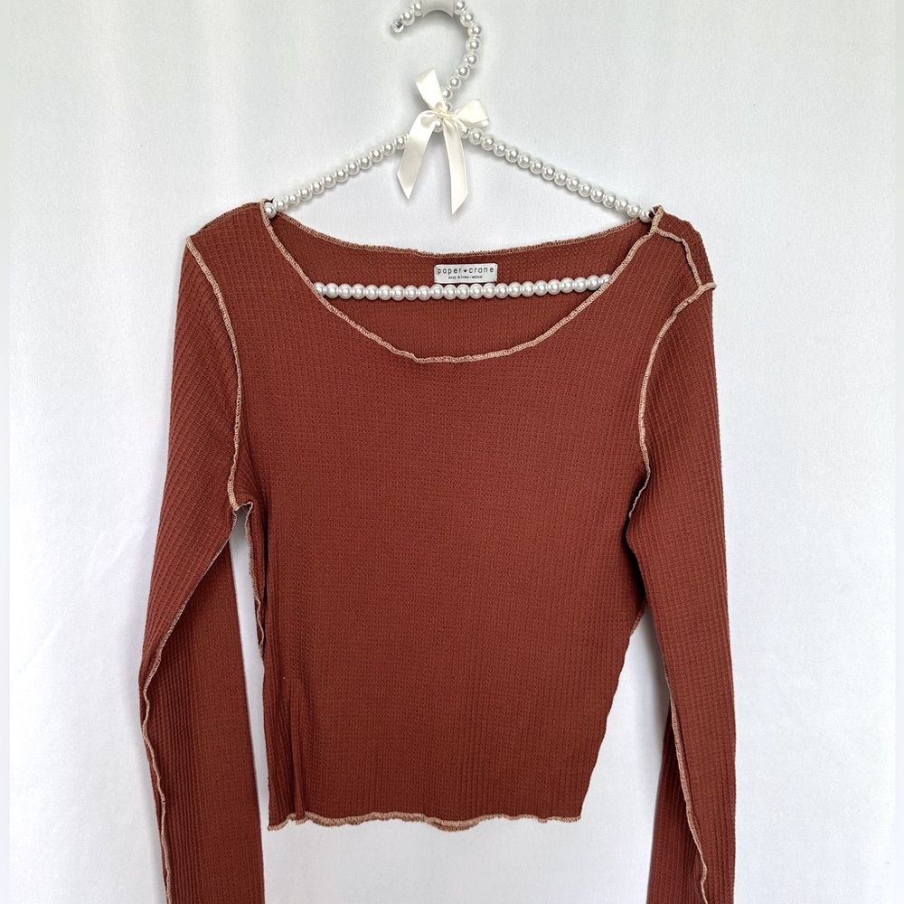 Orange Inside Out Seam Long Sleeve Top size medium